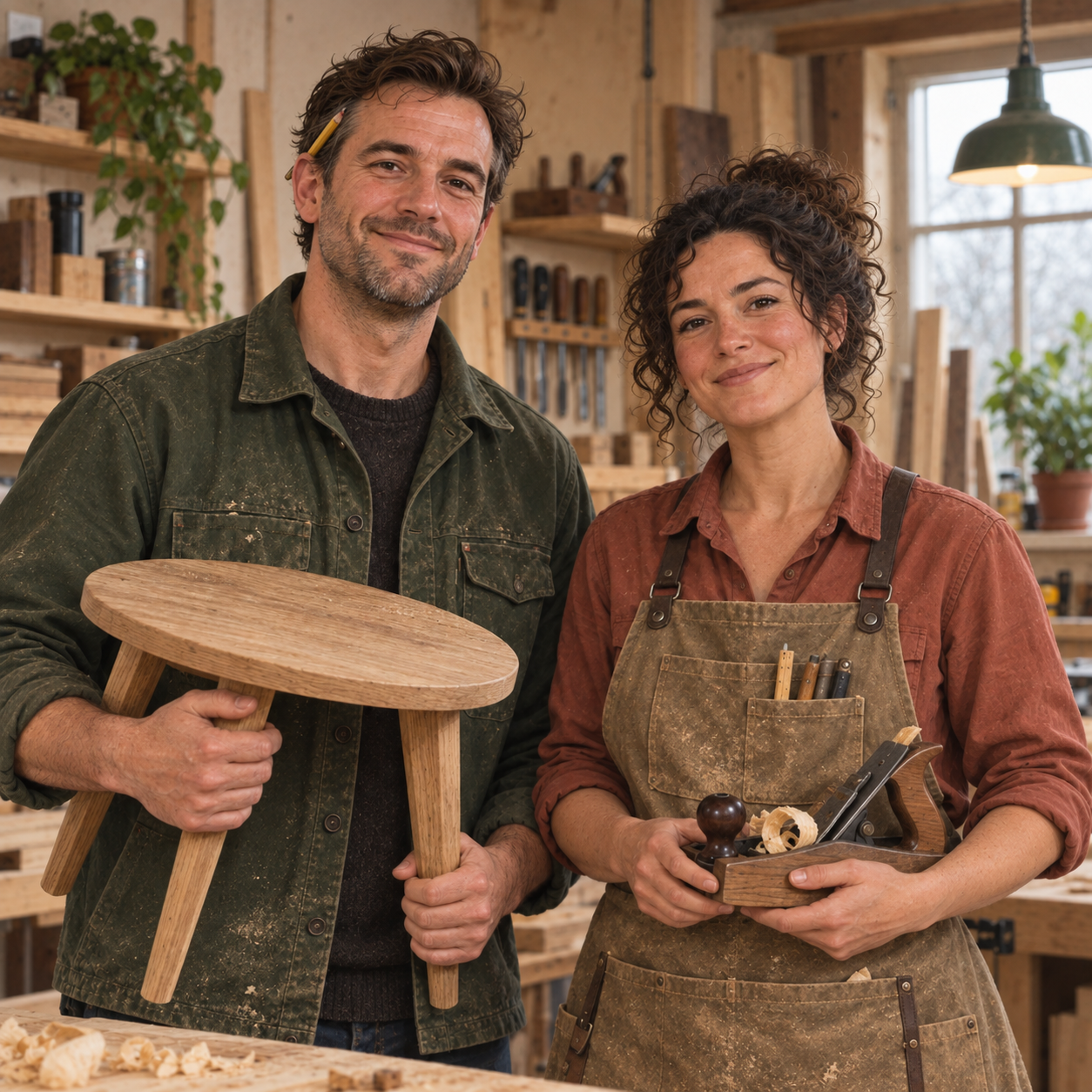 Bob en Eva in hun werkplaats